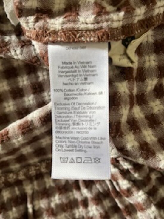 Madewell Lucie Elbow-Sleeve Smocked Gingham Midi Dress Two Pockets Women's M - Picture 14 of 15